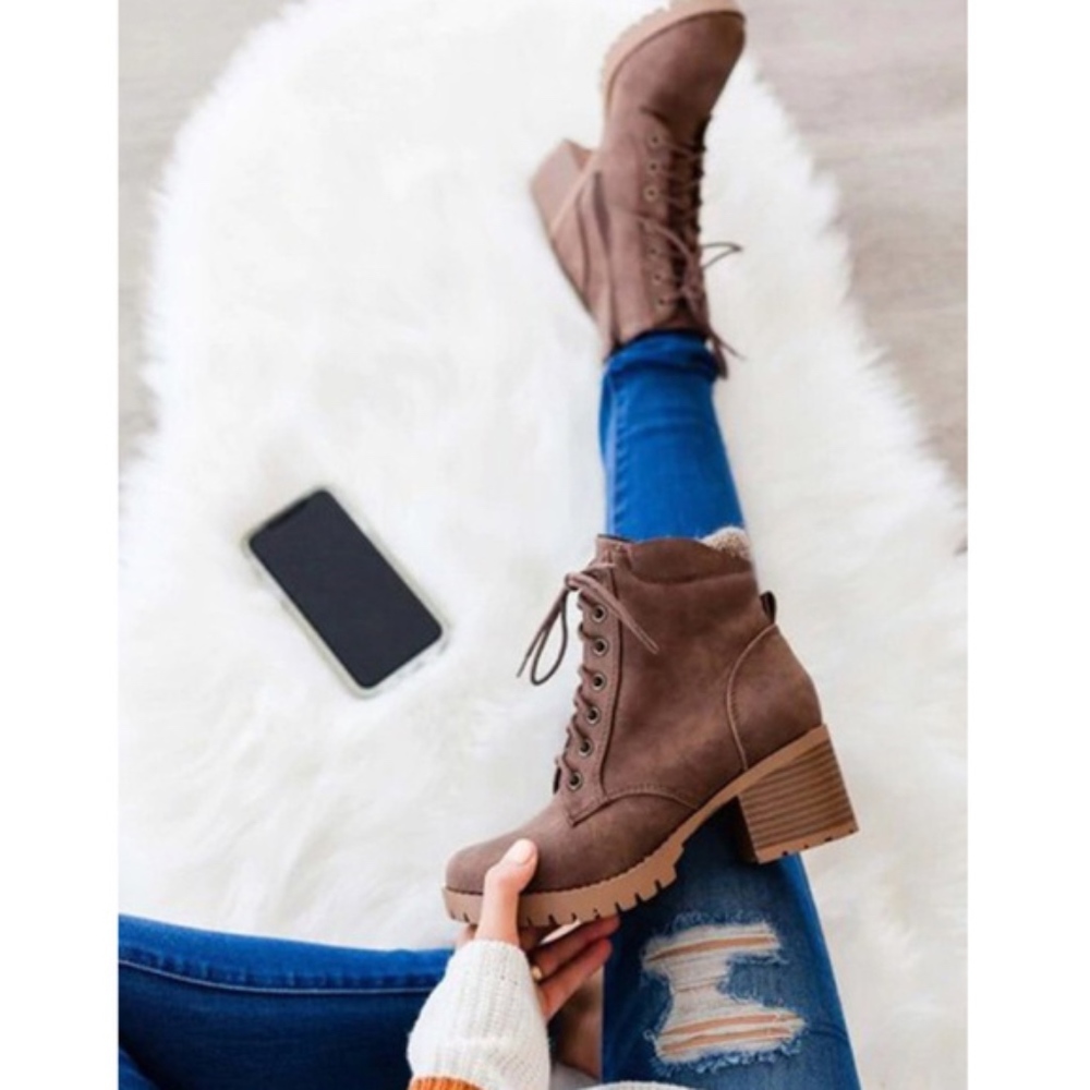 LAST  `CONNIE Lace up Combat Boots - brown - Picture 3 of 3